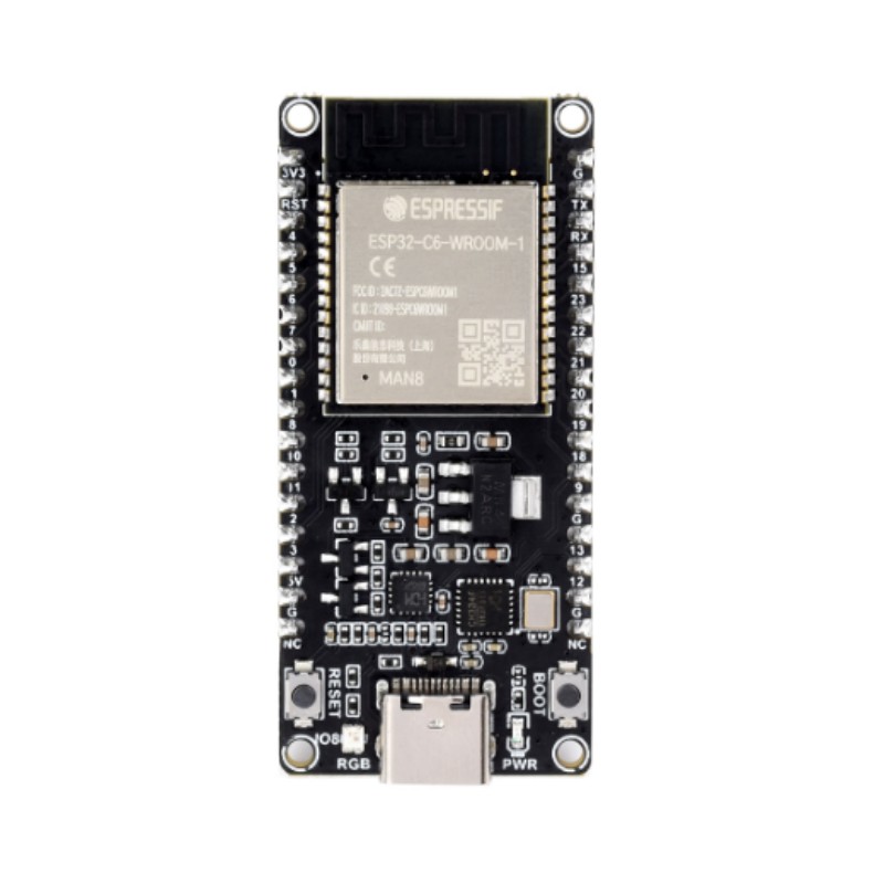 ESP32-C6-DEV-KIT-N8-M med loddestifter